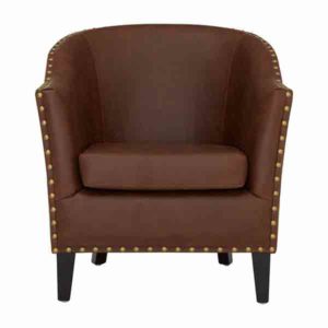 Dark Brown Leather Tub Armchair