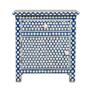Bone Inlay Bedside Hexagon Dark Blue