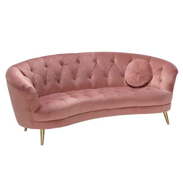  Pink  Velvet Sofa  Chair  Metal and Wooden Furniture